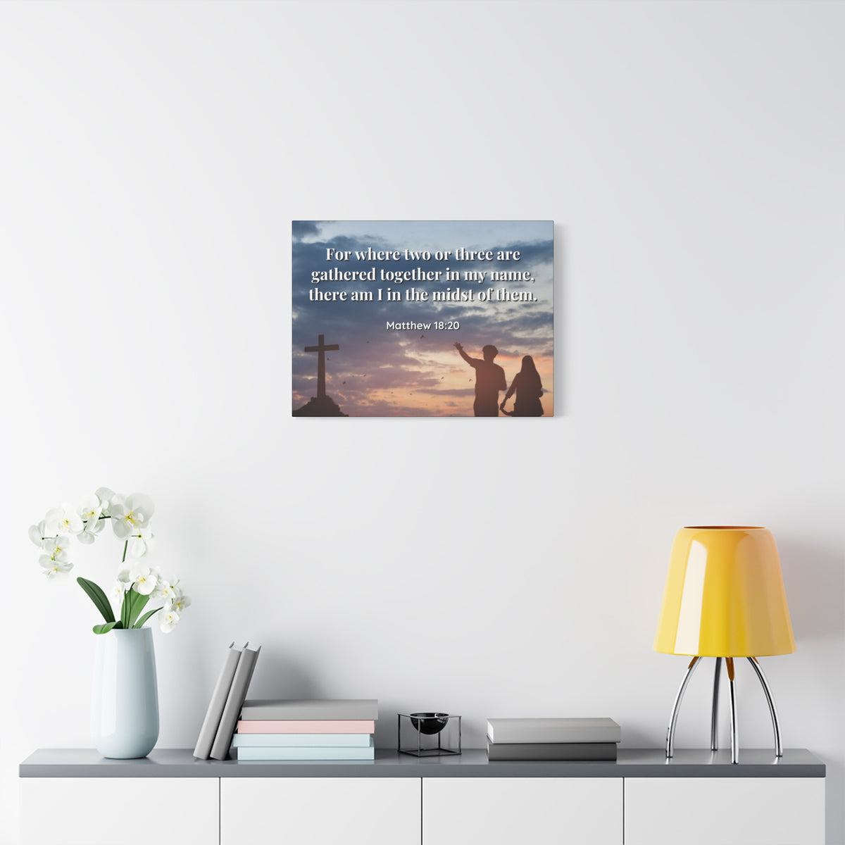 Scripture Canvas Midst Of Them Matthew 18:20 Christian Wall Art Bible Verse Print Ready to Hang