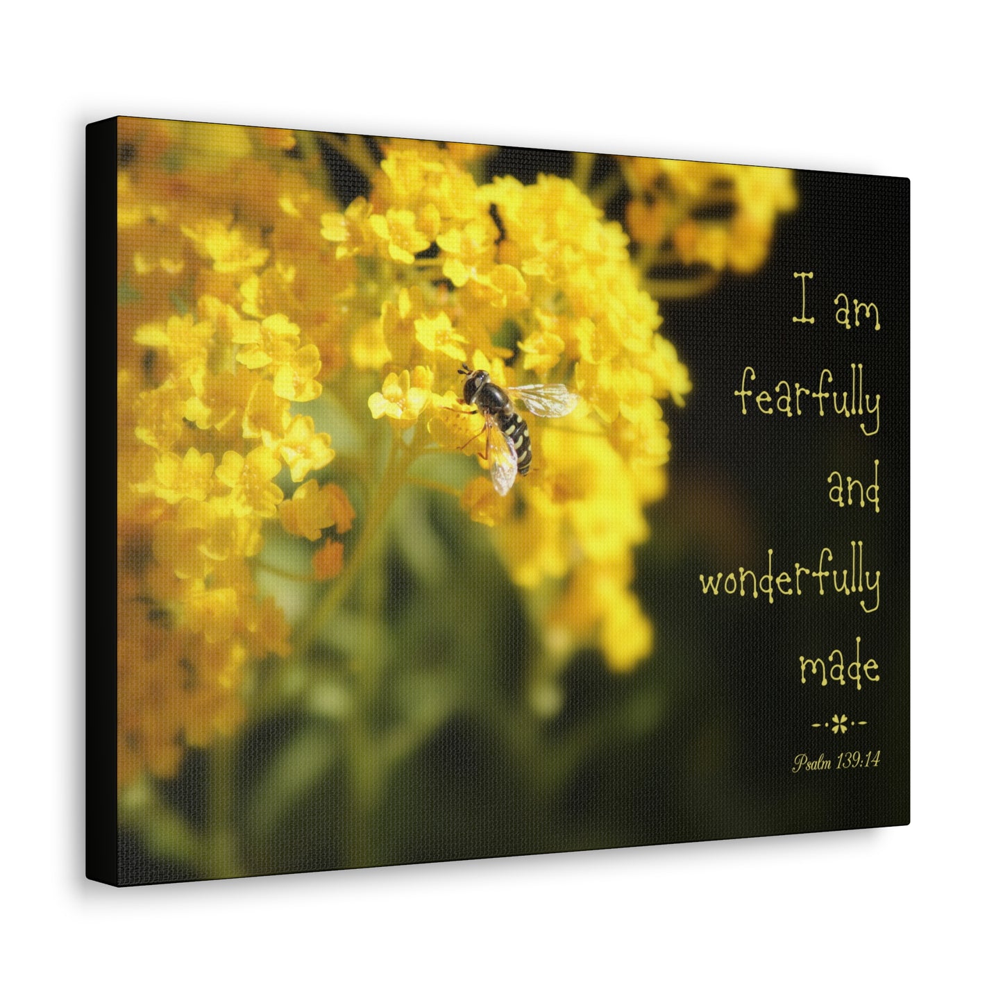 Wonderfully Made Psalm 139:14 Bee Bible Verse Canvas Christian Wall Art Ready to Hang