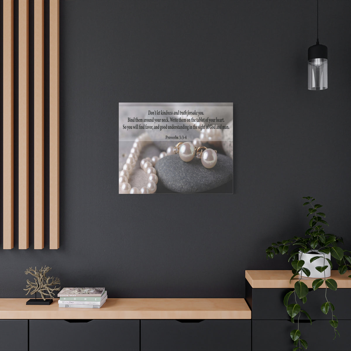 Scripture Canvas Kindness and Truth Proverbs 3:3-4 Christian Wall Art Bible Verse Print Ready to Hang
