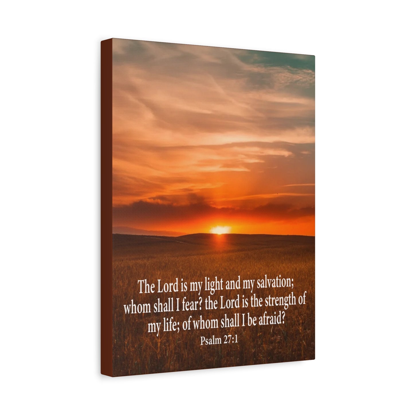 Bible Verse Canvas Lord is My Salvation Psalm 27:1 Christian Wall Décor Scripture Art Ready to Hang