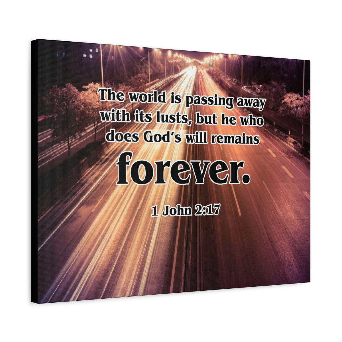 Scripture Canvas Forever 1 John 2:17 Christian Wall Art Bible Verse Print Ready to Hang