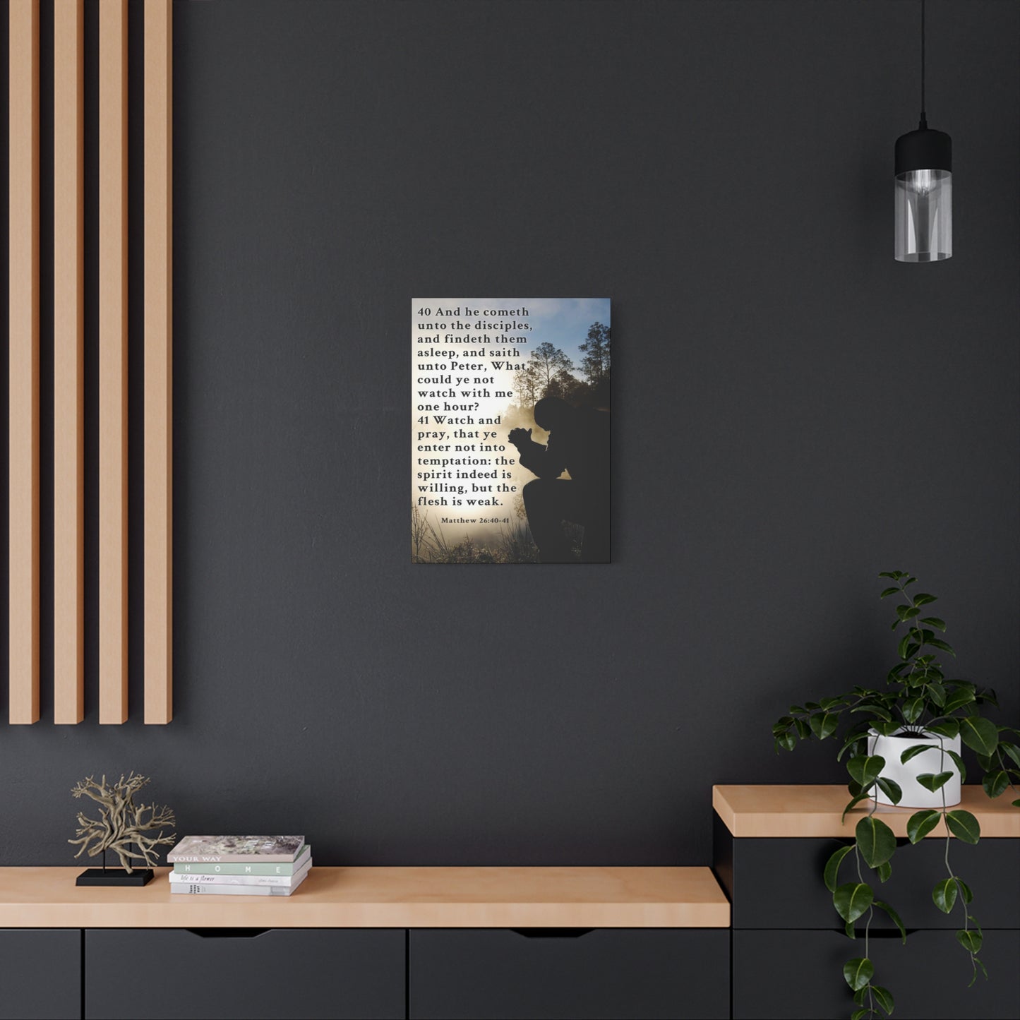 Matthew 26:40-41 Watch and Pray Bible Verse Canvas – Christian Wall Art, Ready to Hang