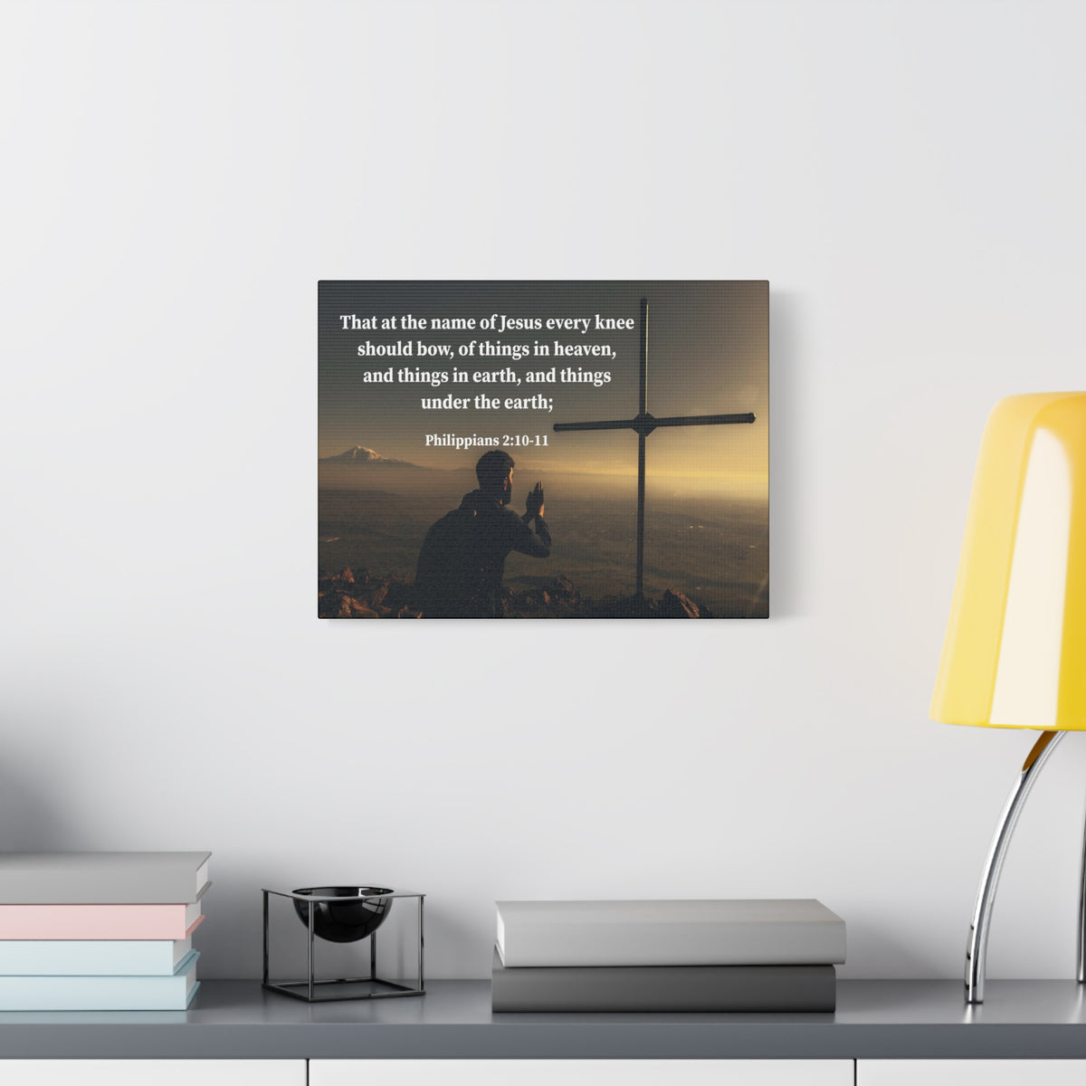Scripture Canvas Every Knee Shall Bow Philippians 2:10-11 Christian Wall Art Bible Verse Print Ready to Hang