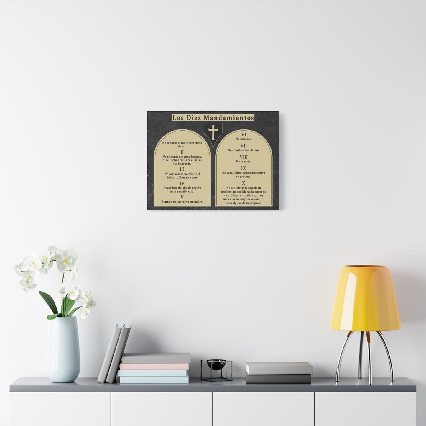 Scripture Walls 10 Commandments Spanish Los Diez Mandamientos Tablets Bible Verse Canvas Christian Wall Art Ready to Hang Unframed