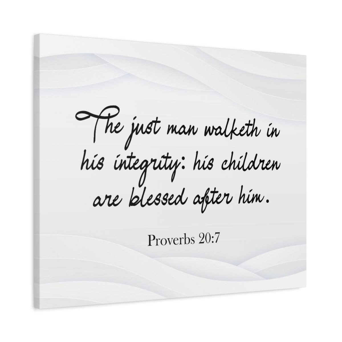 Scripture Canvas Father Proverbs 20:7 Christian Wall Art Bible Verse Print Ready to Hang
