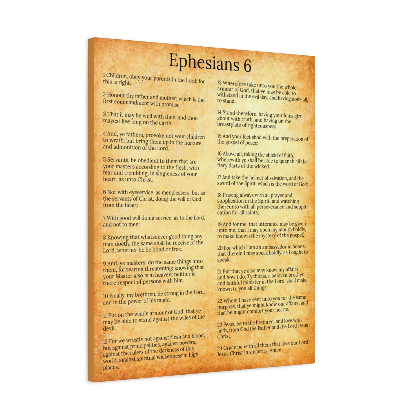 Scripture Walls Ephesians 6 Chapter Gold Protection of the Believer Christian Wall Art Print Ready to Hang Unframed
