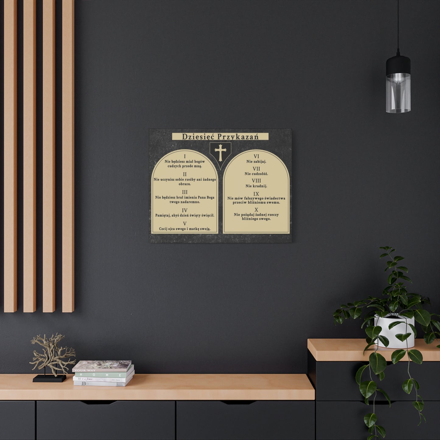 Scripture Walls Dziesięć Przykazań Ten Commandments Polish Bible Verse Canvas Christian Wall Art Ready to Hang Unframed