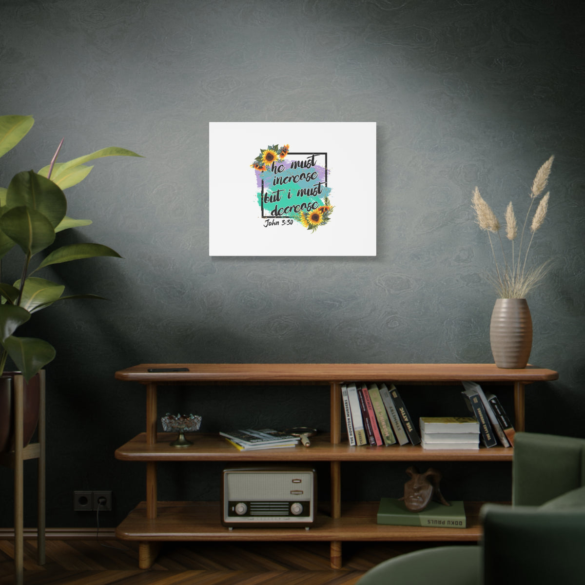 Scripture Canvas He Must Increase John 3:30 Christian Wall Art Bible Verse Print Ready to Hang