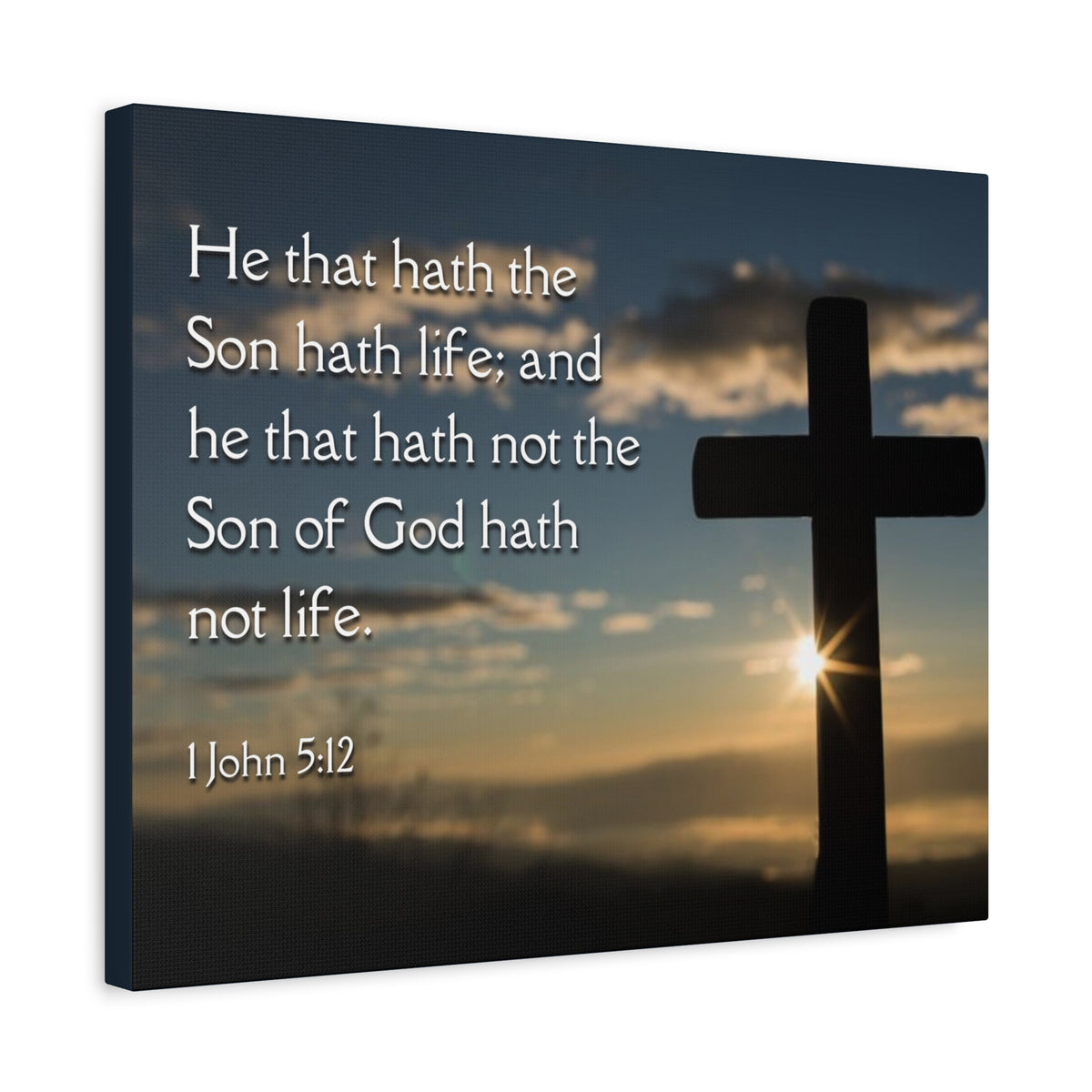 Scripture Canvas Son Of God 1 John 5:12 Christian Wall Art Bible Verse Print Ready to Hang