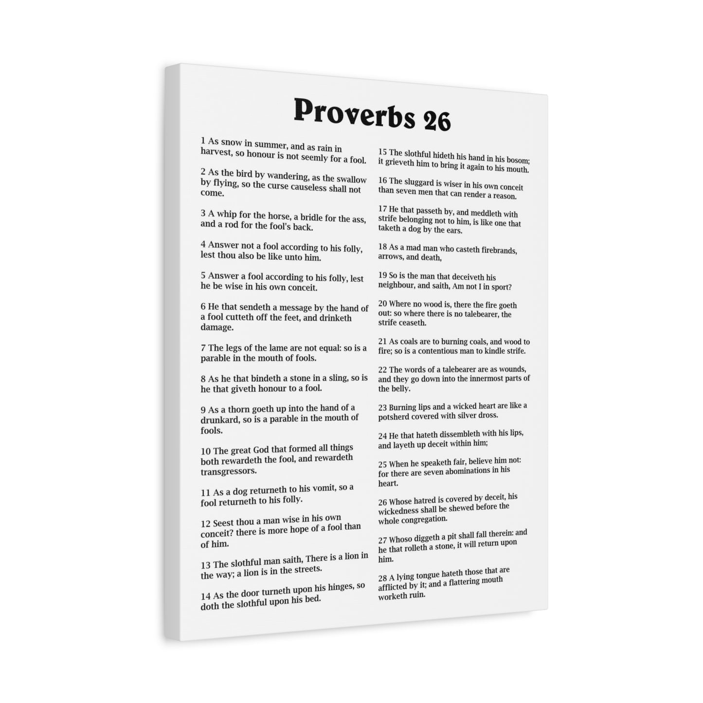 Scripture Walls Proverbs Chapter 26 White Bible Canvas Christian Wall Art Ready to Hang Unframed