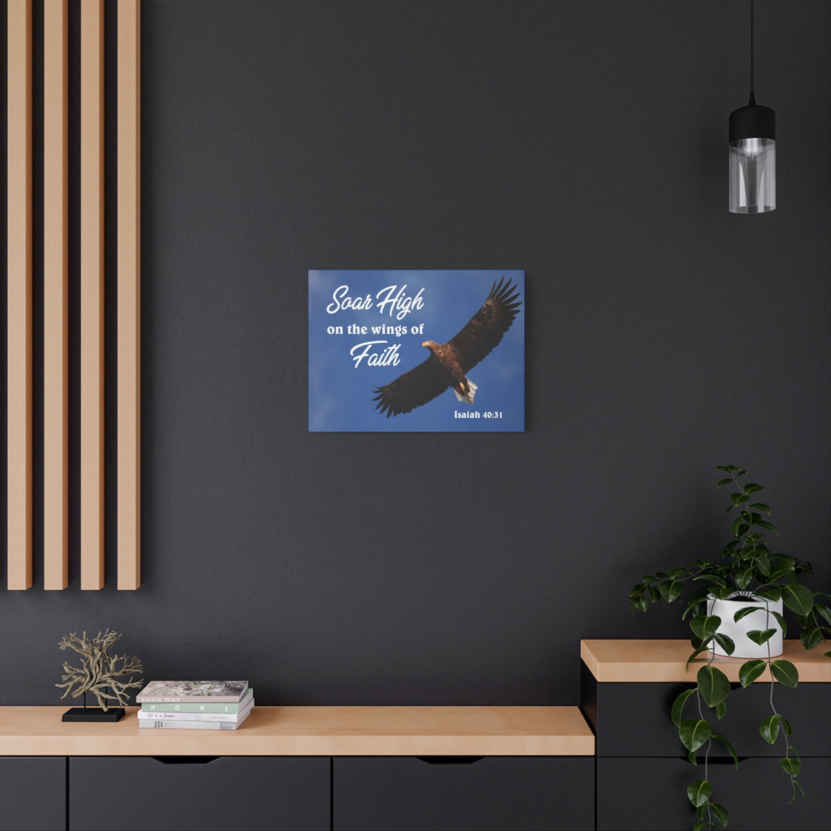 Scripture Canvas Soar High Isaiah 40:31 Christian Wall Art Bible Verse Print Ready to Hang