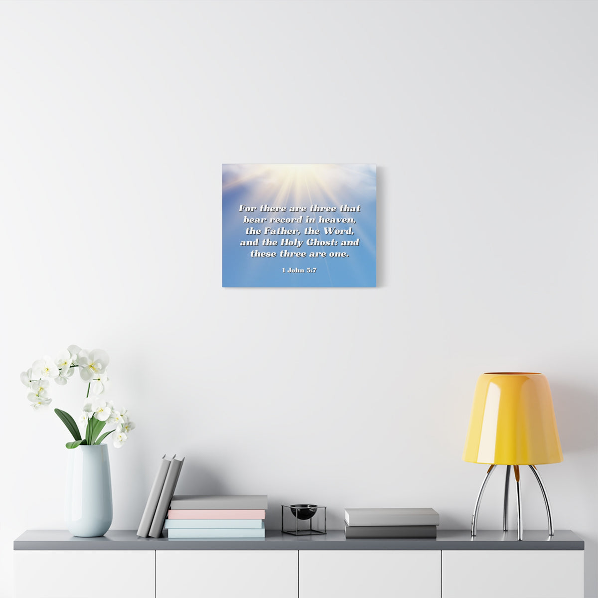 Scripture Canvas Three Are One 1 John 5:7 Christian Wall Art Bible Verse Print Ready to Hang