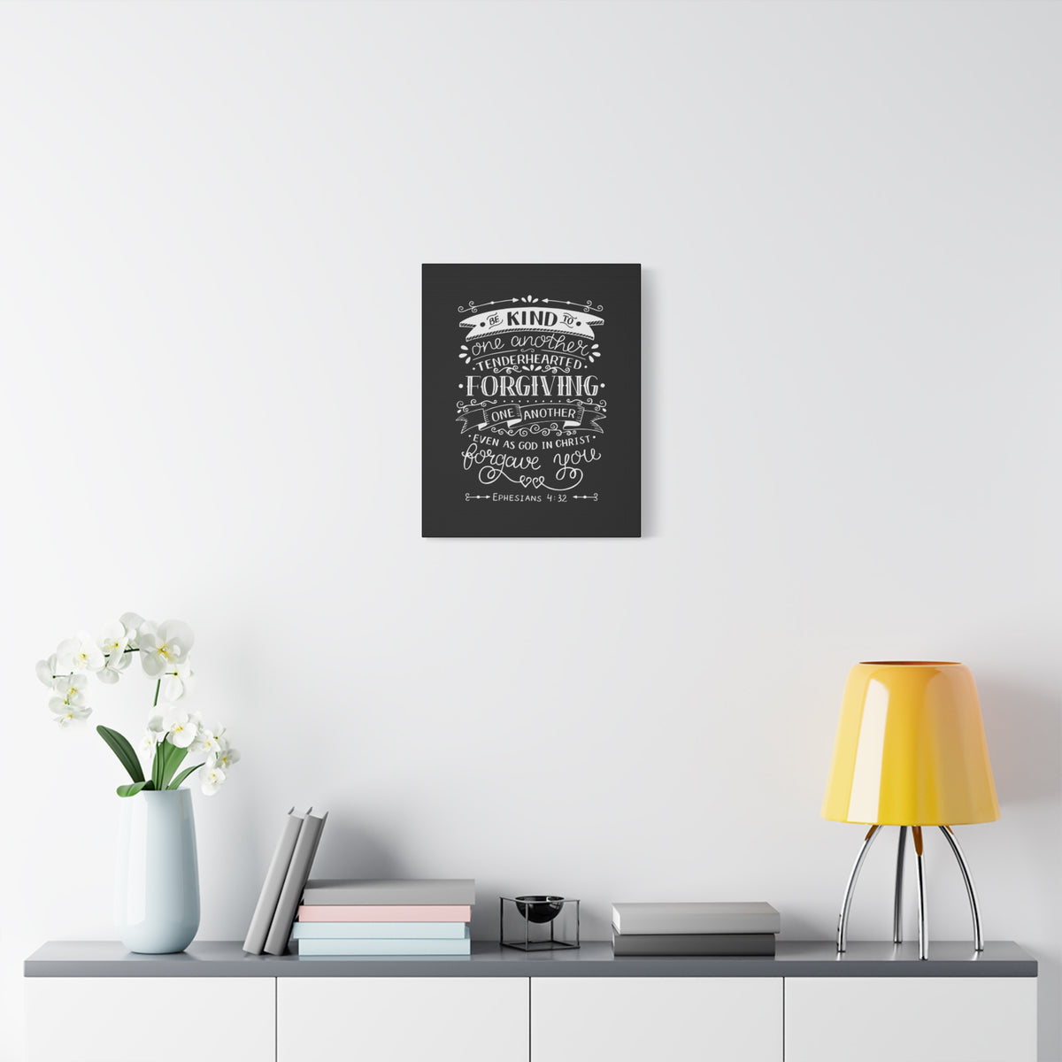 Scripture Canvas Tenderhearted Black Ephesians 4:32 Christian Wall Art Bible Verse Print Ready to Hang