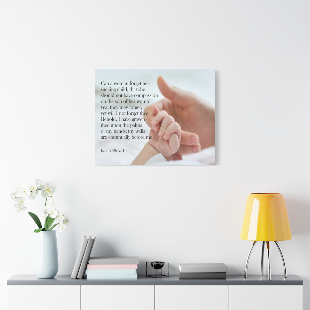 Scripture Canvas Never Forgotten Isaiah 49:15-16 Christian Wall Art Bible Verse Print Ready to Hang