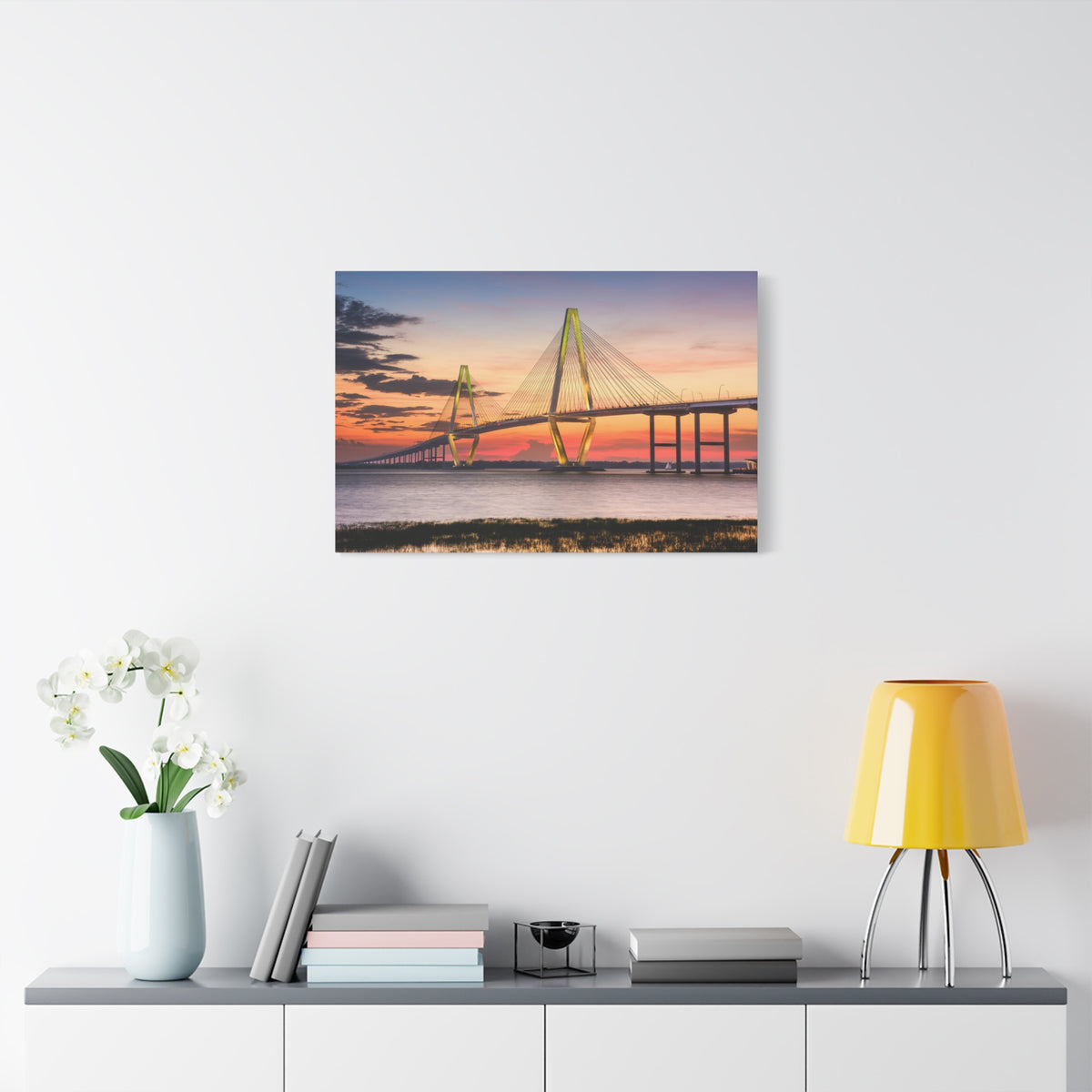 Jr Cooper River Bridge Charleston South Carolina Nature Wilderness Photography Canvas Wall Art for Home Decor Ready-to-Hang