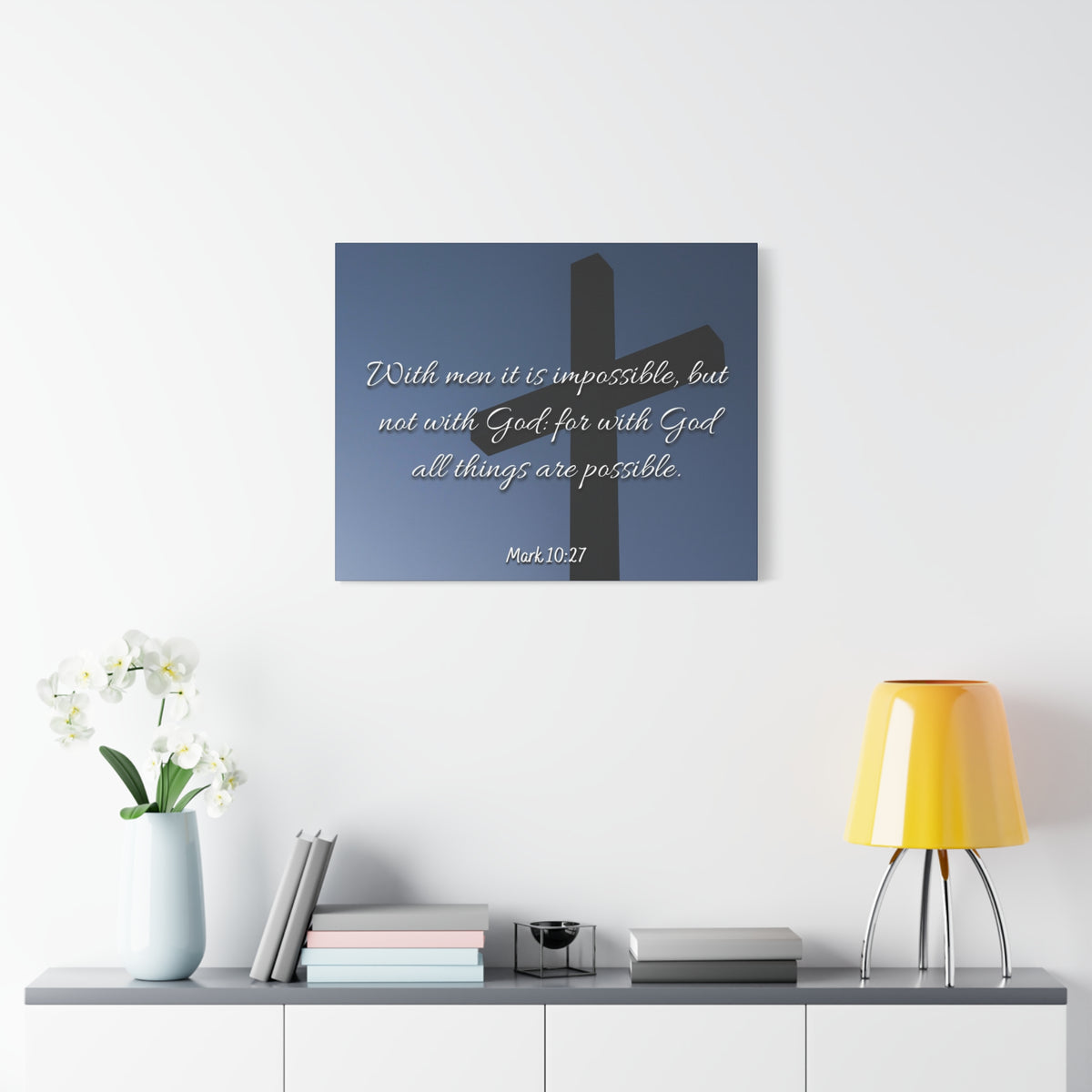 Scripture Canvas Possible Mark 10:27 Christian Wall Art Bible Verse Print Ready to Hang