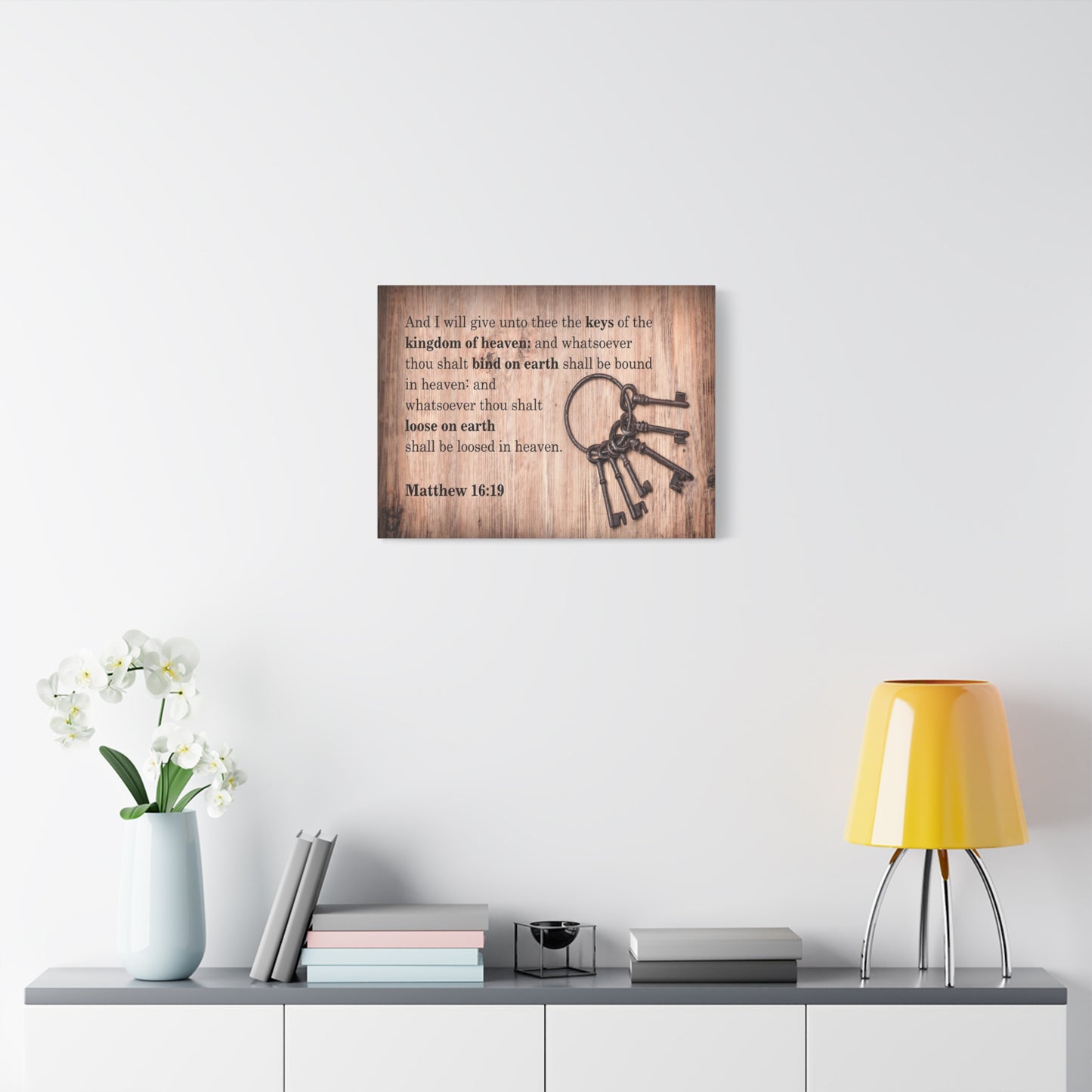Scripture Canvas Bind on Earth Matthew 16:19 Christian Wall Art Bible Verse Print Ready to Hang