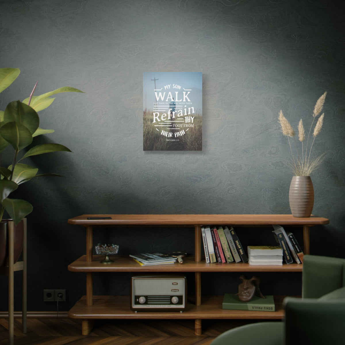 Scripture Canvas My Son Walk Proverbs 1:15 Christian Wall Art Bible Verse Print Ready to Hang