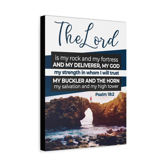 Scripture Canvas The Lord is My Rock Psalm 18:2 KJV Christian Wall Art Bible Verse Print Ready to Hang