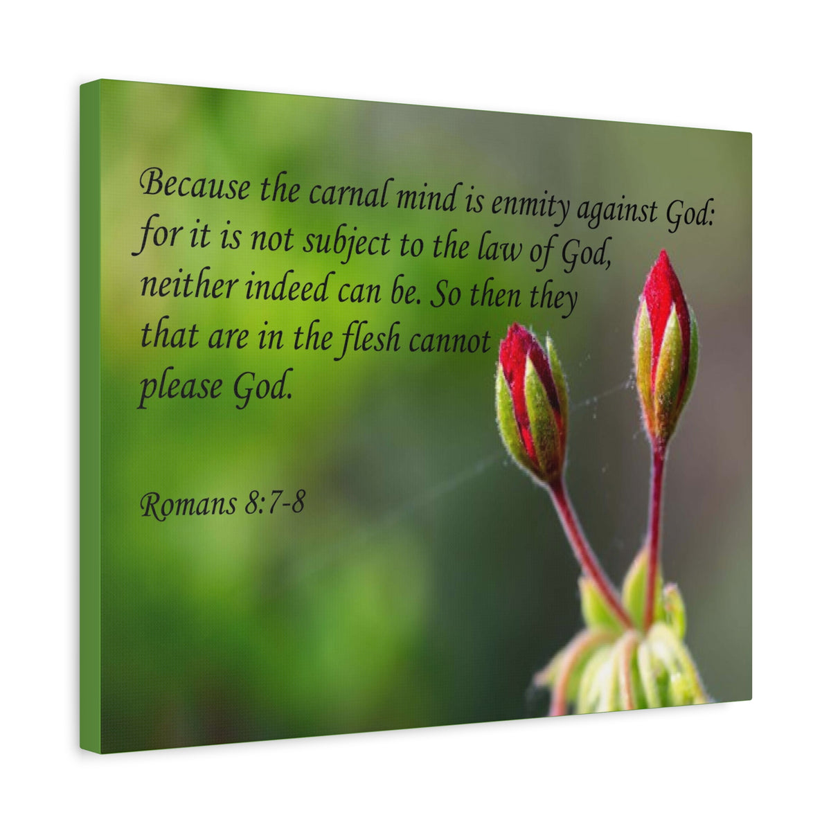 Scripture Canvas Carnal Mind Romans 8:7-8 Christian Wall Art Bible Verse Print Ready to Hang