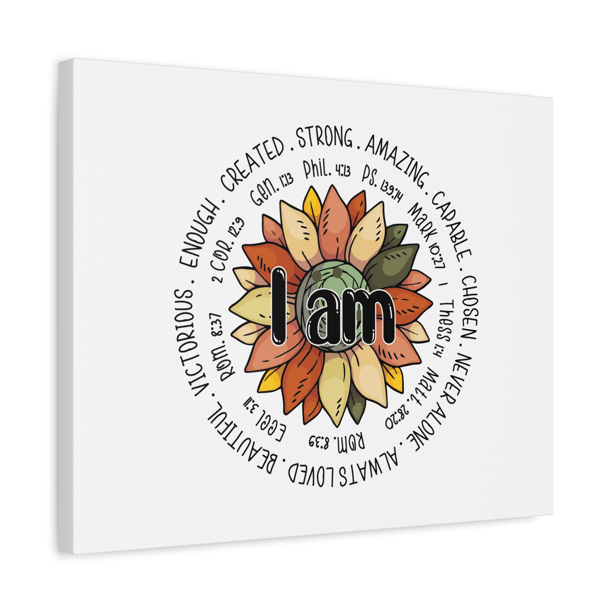 Scripture Canvas I Am Created Revelation 4:11 Flower Multicolored Christian Wall Art Bible Verse Print Ready to Hang