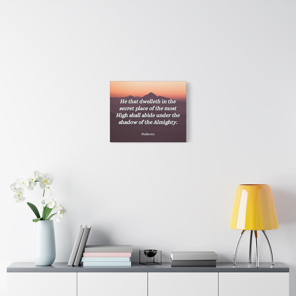 Scripture Canvas The Almighty Psalms 91:1 Christian Wall Art Bible Verse Print Ready to Hang