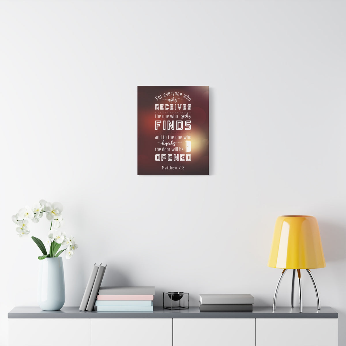 Scripture Canvas The One Who Seeks Matthew 7:8 Christian Wall Art Bible Verse Print Ready to Hang