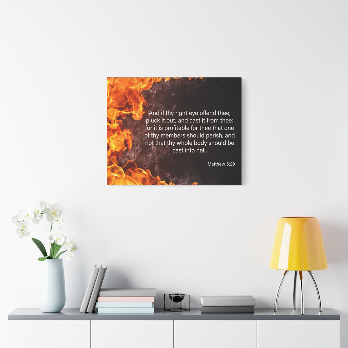 Scripture Canvas Pluck the Right Eye Matthew 5:29 Christian Wall Art Bible Verse Print Ready to Hang