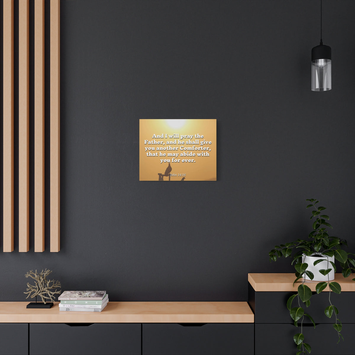 Scripture Canvas Pray The Father John 14:16 Christian Wall Art Bible Verse Print Ready to Hang