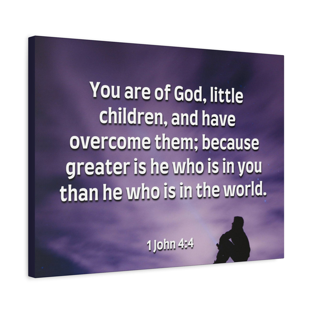 Scripture Canvas Overcome 1 John 4:4 Christian Wall Art Bible Verse Print Ready to Hang