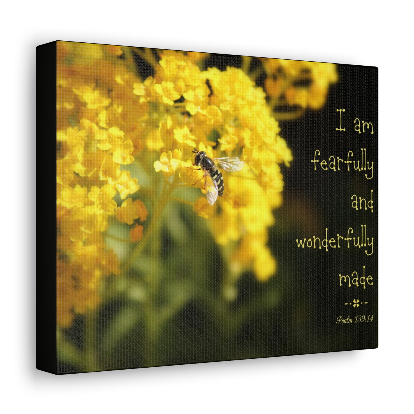 Wonderfully Made Psalm 139:14 Bee Bible Verse Canvas Christian Wall Art Ready to Hang
