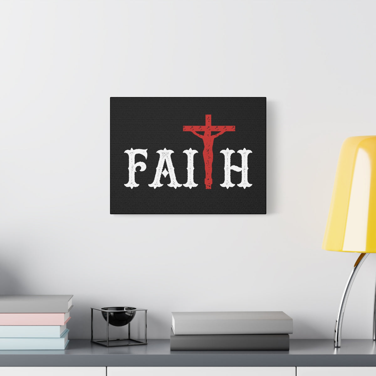 Scripture Canvas Faith Romans 10:17 Red Cross Christian Wall Art Bible Verse Print Ready to Hang