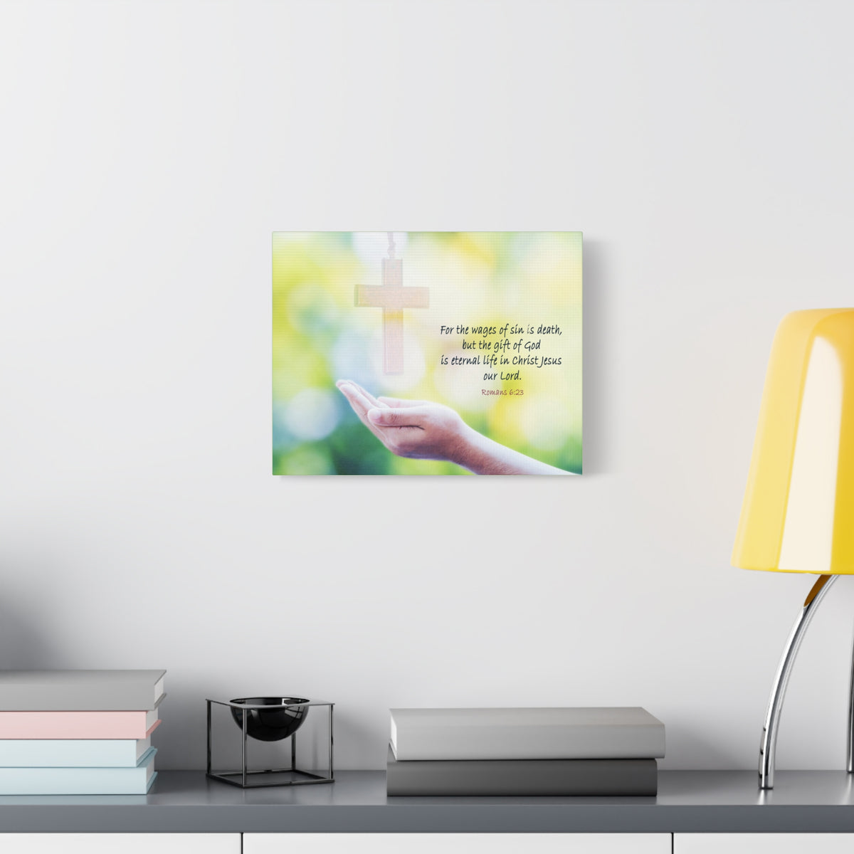 Scripture Canvas Gift Of God Romans 6:23 Christian Wall Art Bible Verse Print Ready to Hang