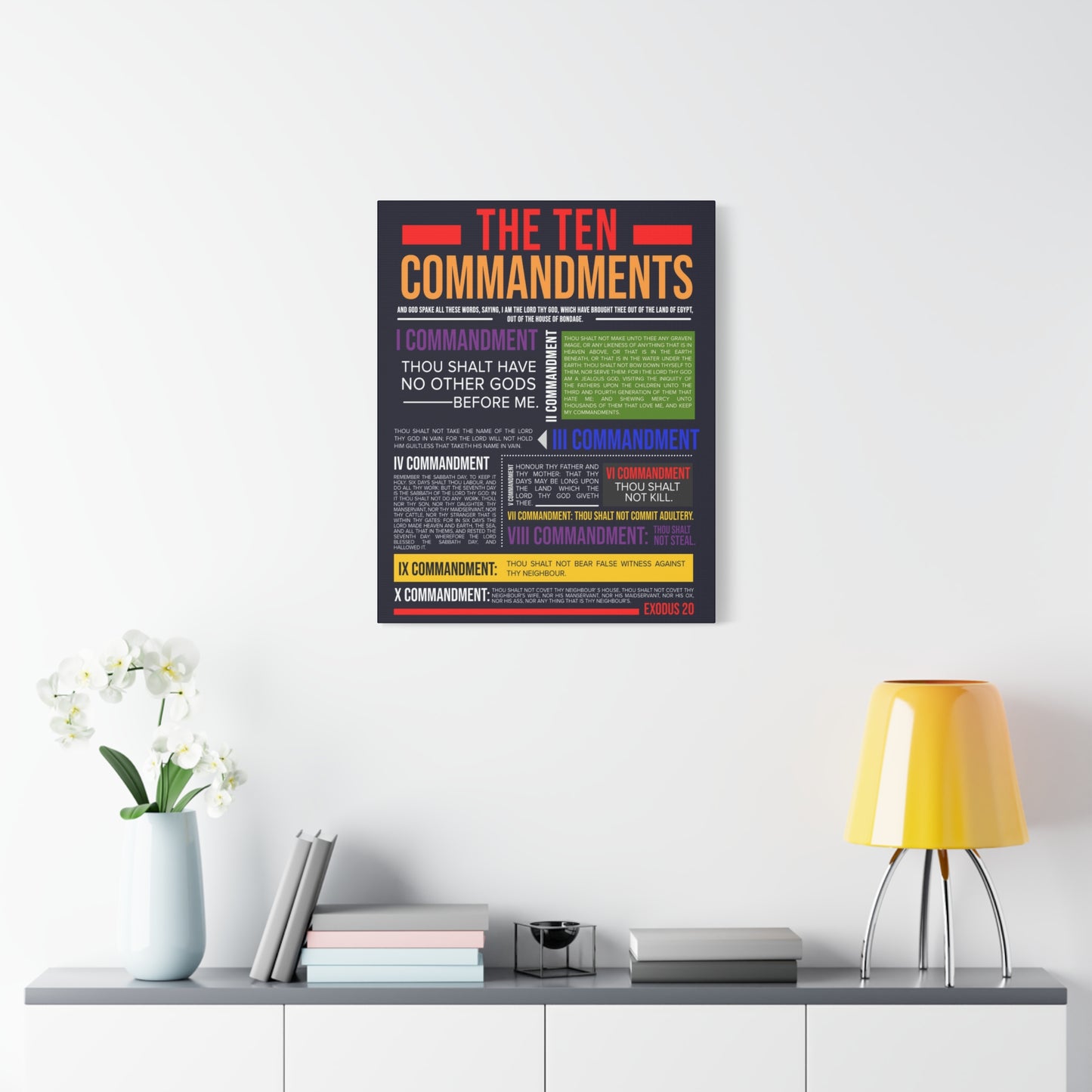 Ten Commandments Canvas Print Scripture Wall Art Christian Home Decor