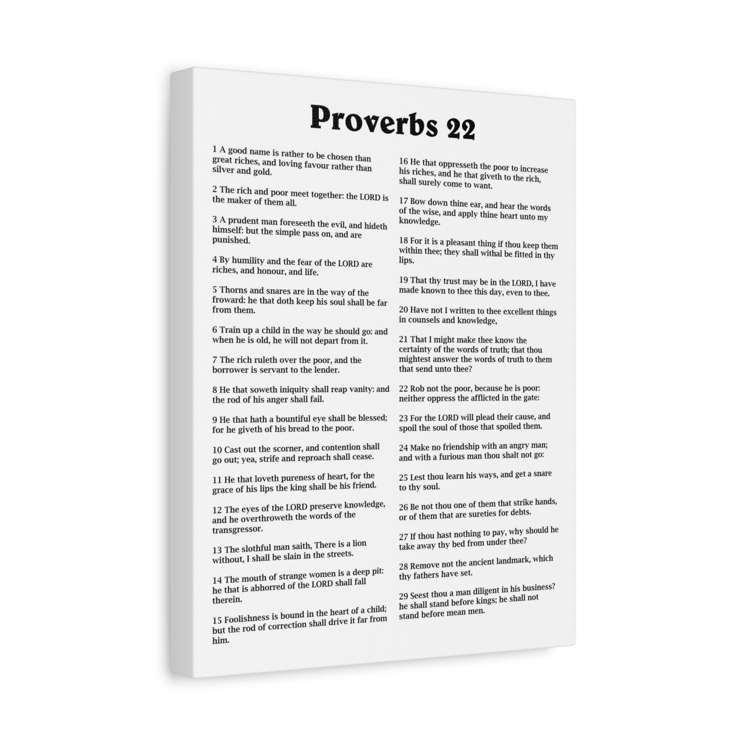 Scripture Walls Proverbs Chapter 22 White Bible Canvas Christian Wall Art Ready to Hang Unframed