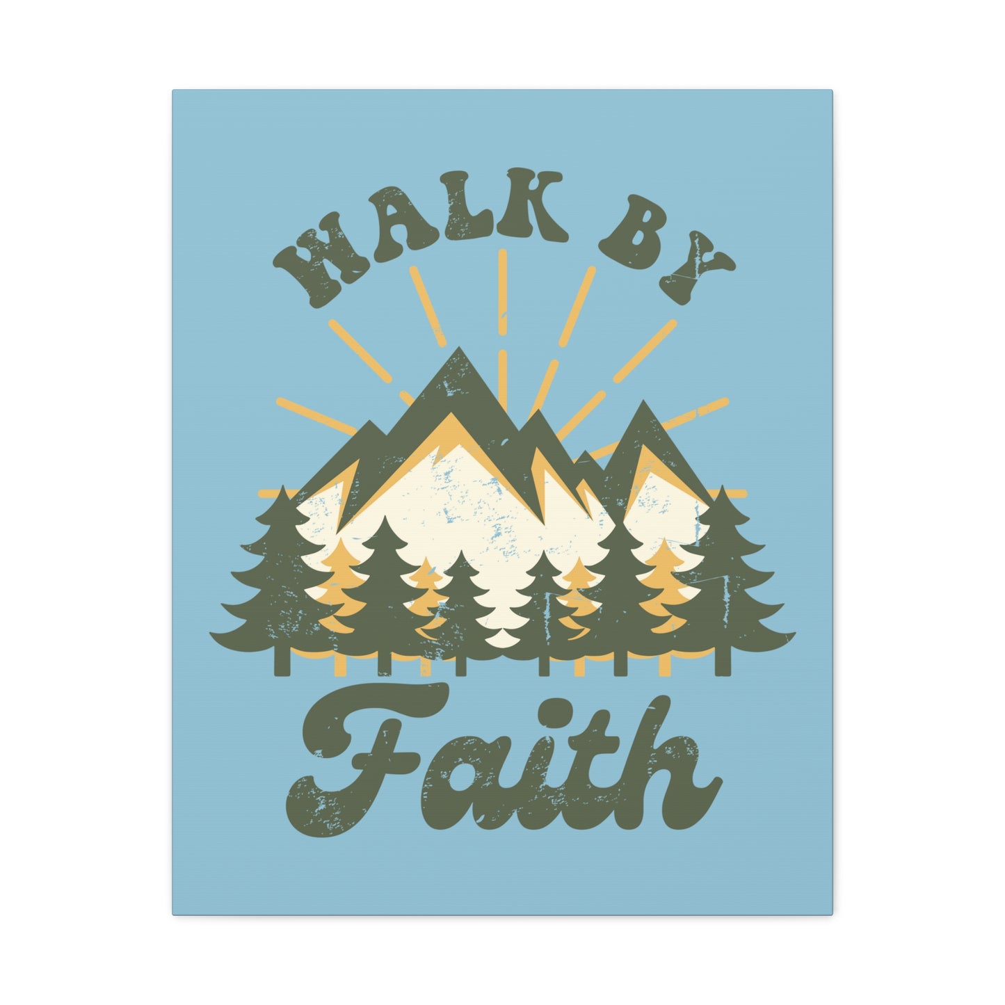 Walk By Faith 2 Corinthians 5:7 Mountain Rays Christian Wall Art Bible Verse Print Ready to Hang