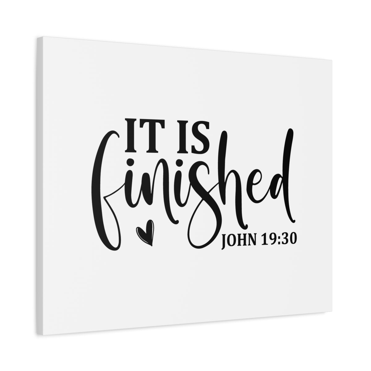 Scripture Canvas It Is Finished Heart John 19:30 Christian Wall Art Bible Verse Print Ready to Hang