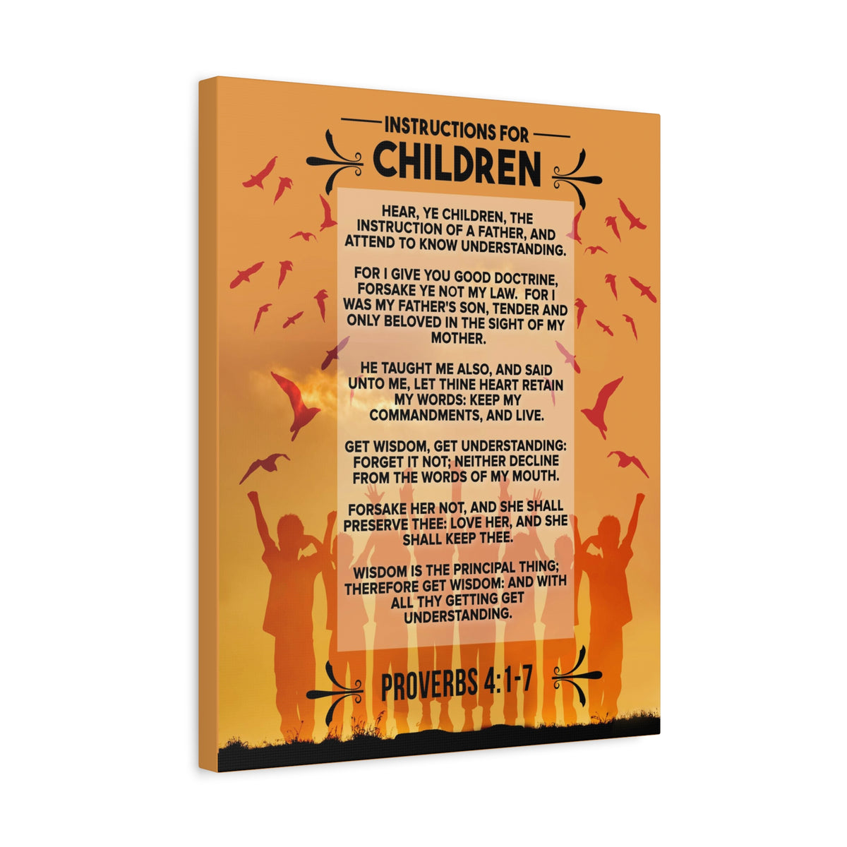 Scripture Canvas Instructions for Children Proverbs 4:1‭-‬7 Christian Wall Art Bible Verse Print Ready to Hang