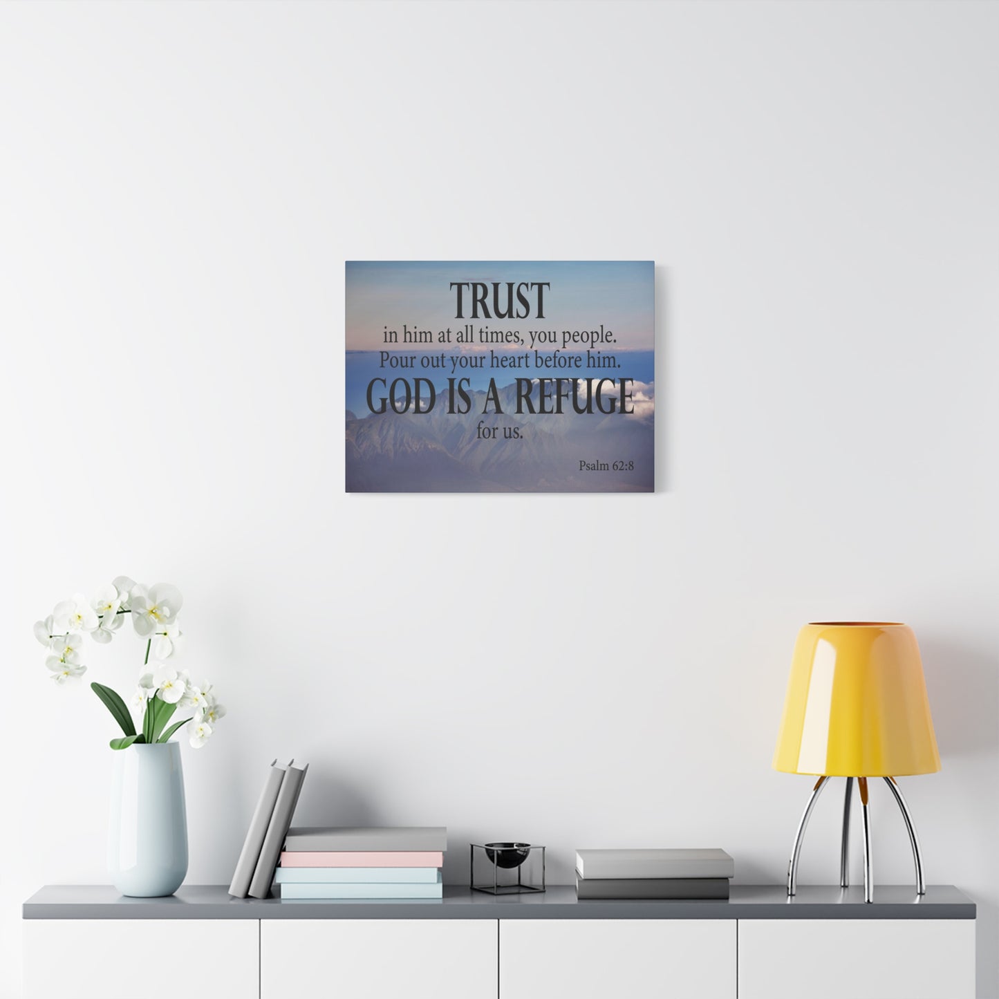 Bible Verse Canvas God is Refuge for Us Psalm 62:8 Wall Art Christian Home Decor