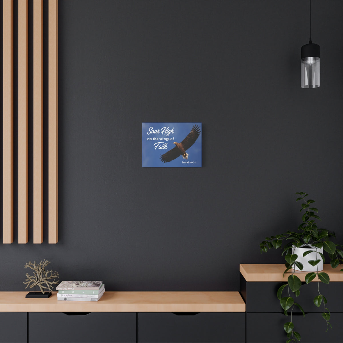 Scripture Canvas Soar High Isaiah 40:31 Christian Wall Art Bible Verse Print Ready to Hang