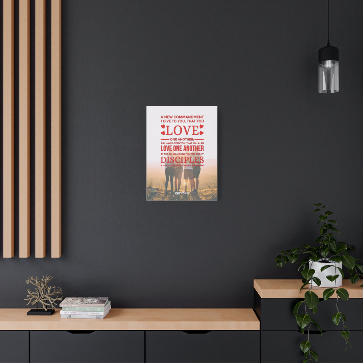 Scripture Canvas Love One Another John 13:34-35  Christian Wall Art Bible Verse Print Ready to Hang