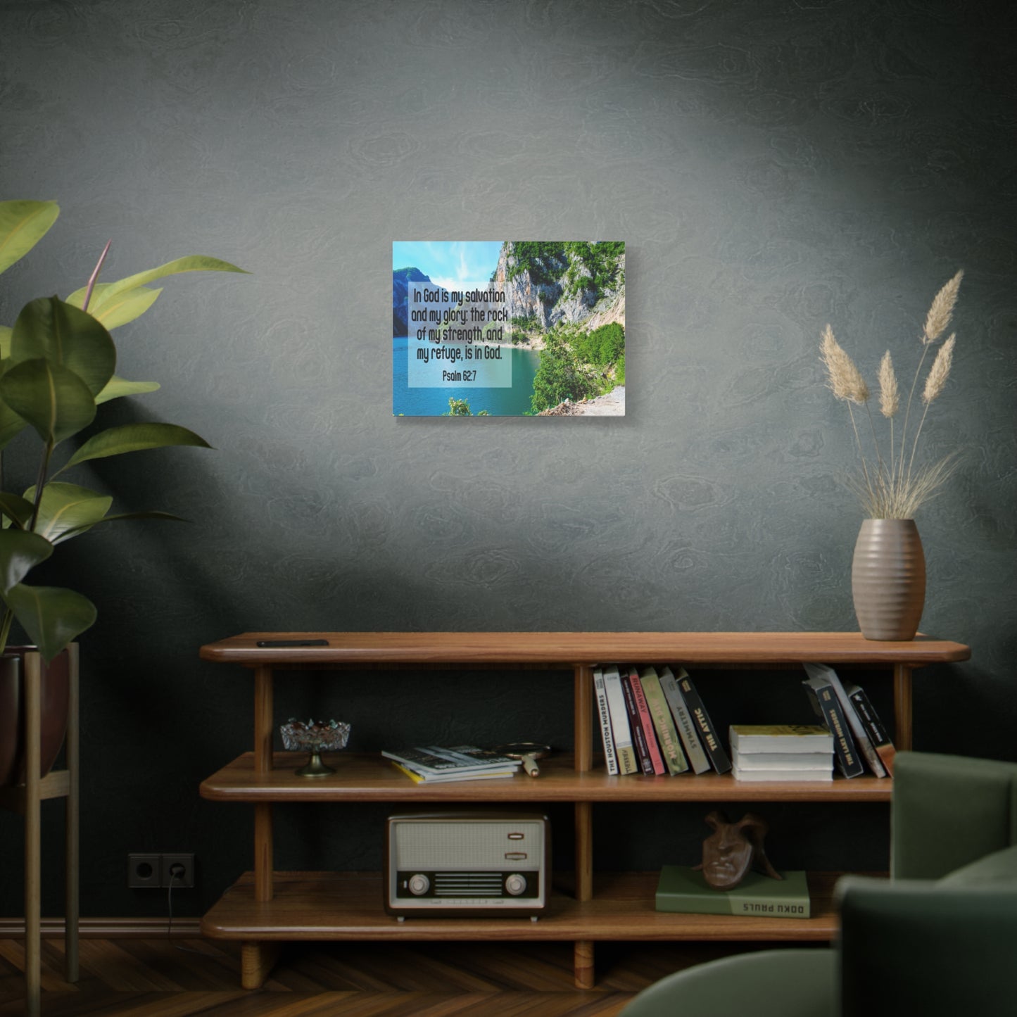 Scripture Canvas In God is My Salvation Psalm 62:7 Christian Wall Art Bible Verse Print Ready to Hang