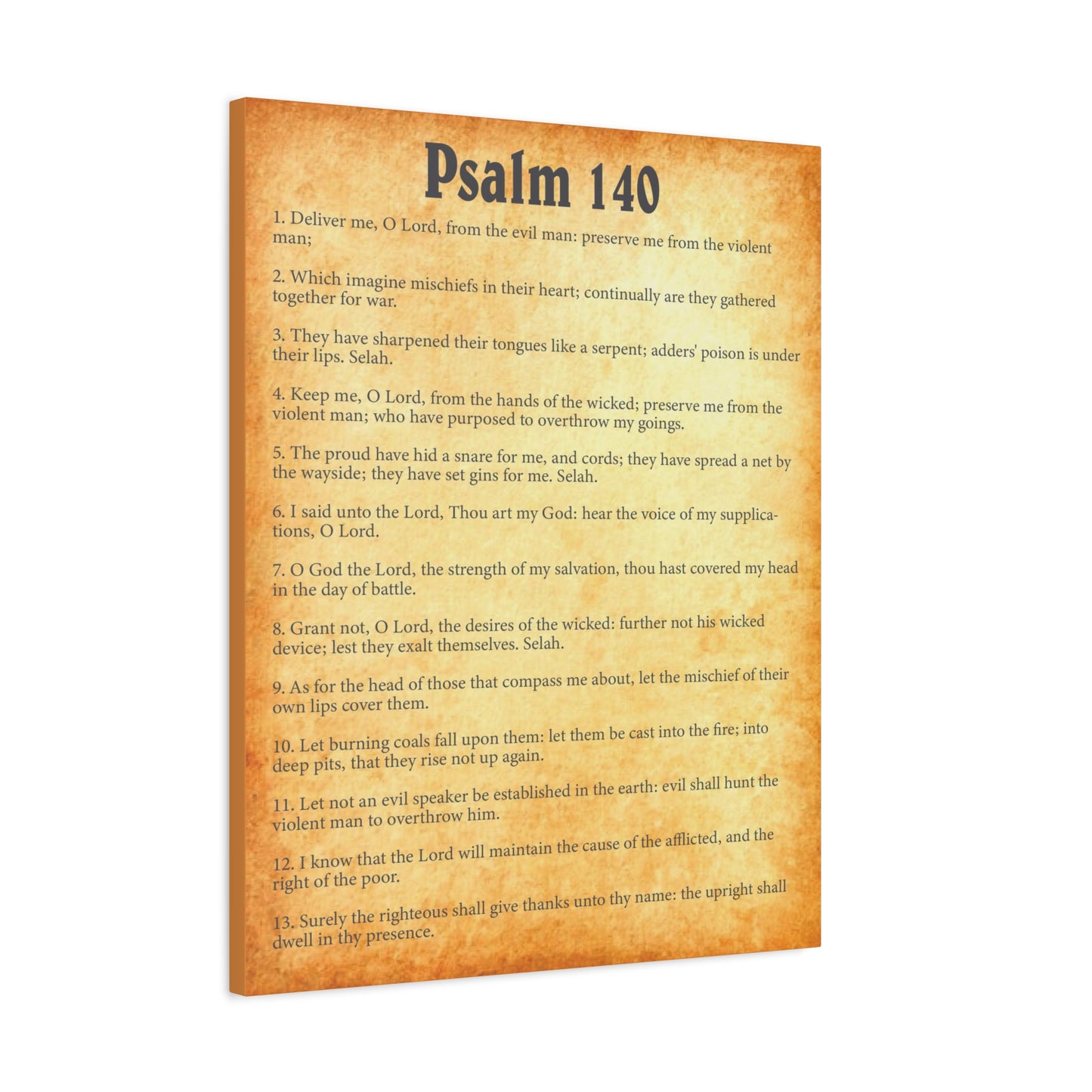 Scripture Walls Psalm 140 Gold Bible Chapter Canvas Christian Wall Art Ready to Hang Unframed