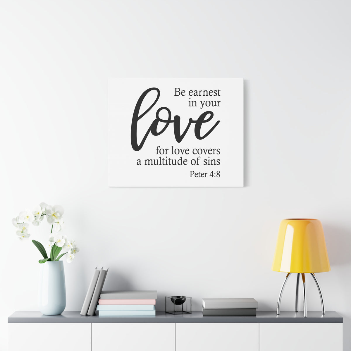 Scripture Canvas Love For Love Peter 4:8 Christian Wall Art Bible Verse Print Ready to Hang