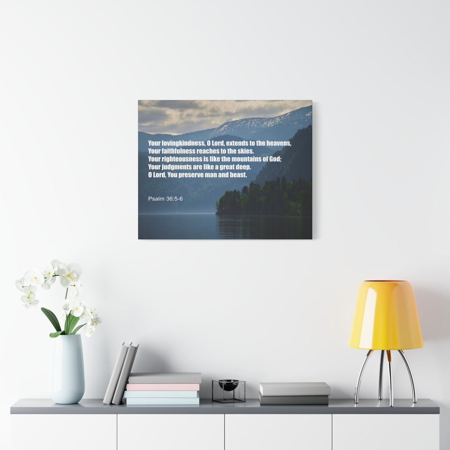 Scripture Canvas Your Lovingkindness Psalm 36:5-6 Christian Wall Art Bible Verse Print Ready to Hang