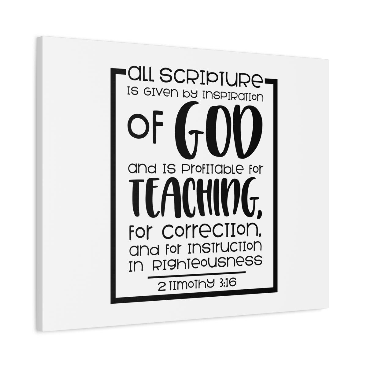 Scripture Canvas Instruction In Righteousness 2 Timothy 3:16 Christian Wall Art Bible Verse Print Ready to Hang