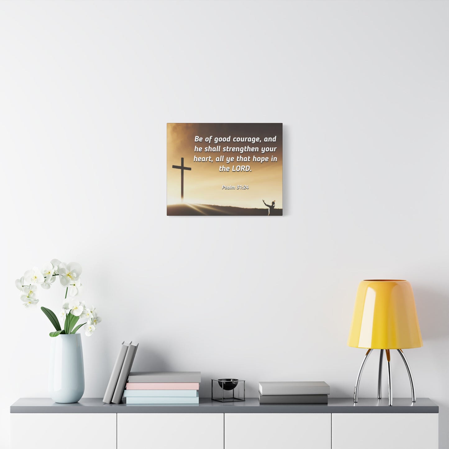 Scripture Canvas Good Courage Psalms 31:24 Christian Wall Art Bible Verse Print Ready to Hang