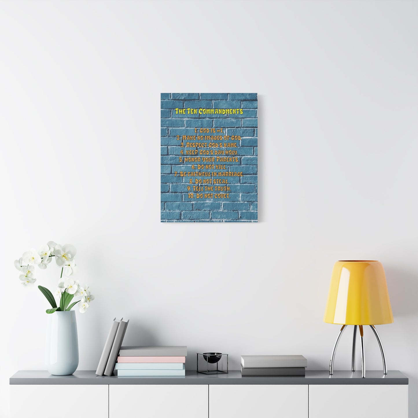 Scripture Canvas 10 Commandments For Kids Brick Wall Christian Wall Art Print Ready to Hang