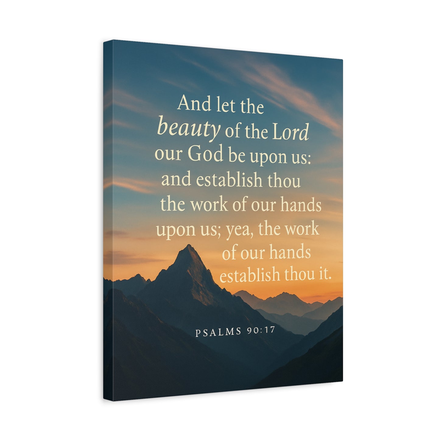 Bible Verse Canvas Psalms 90:17 Christian Home Décor Wall Art Scripture Ready to Hang Faith Print