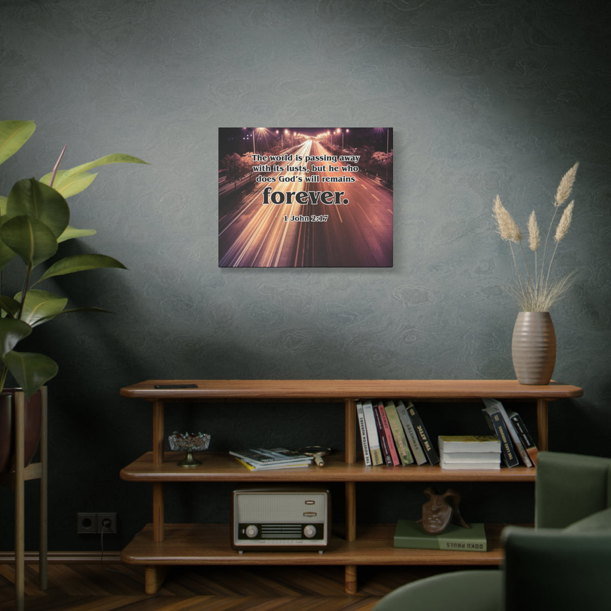 Scripture Canvas Forever 1 John 2:17 Christian Wall Art Bible Verse Print Ready to Hang